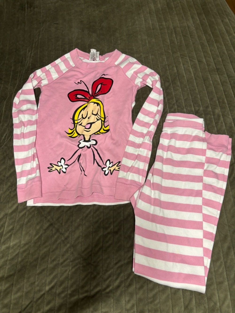 Pink Striped Girls' The Grinch Pajama Set